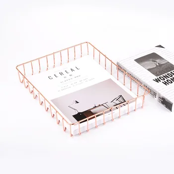 

Nordic Iron Storage Basket Rose Gold Fruit Basket Elegant Luxury Desk Storage Organizer Decorative Basket Home Decor