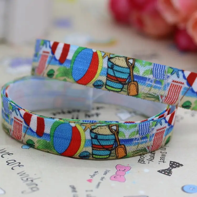 

5/8 inch Free shipping Elastic summer beach printed headband diy hair band wholesale OEM H2374