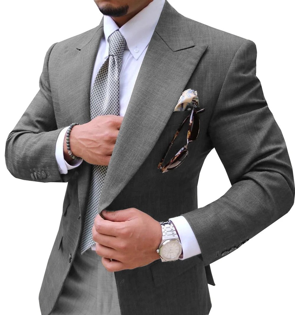 

Only Jacket!!!Causal Mens suit Slim Fit Notched Label Grey Blazer Formal Business For Wedding Groom.Tuxedos.