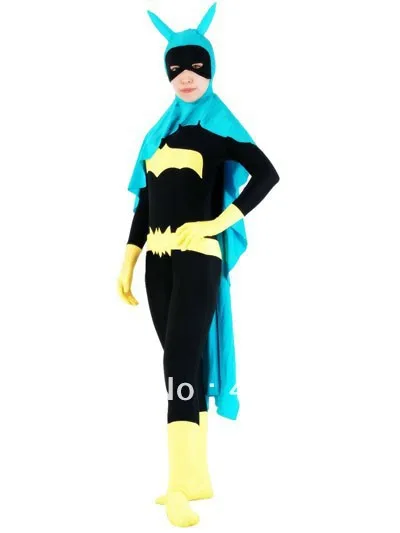 Blue & yellow & black Batman costume DC Comics Batman Spandex Superhero Costume Halloween Costumes