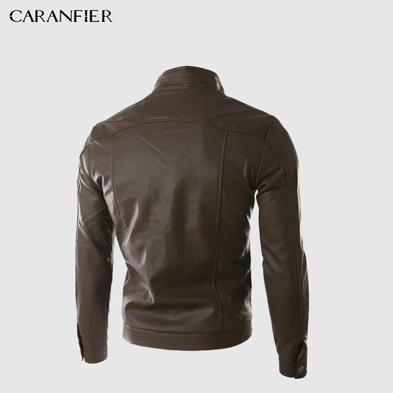 Куртка бомбер CARANFIER мужская кожаная пальто из искусственной кожи с воротником