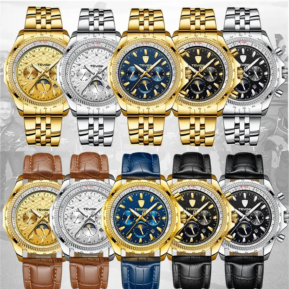 Tevise, роскошные Брендовые мужские часы, автоматические механические часы для мужчин, водонепроницаемые мужские наручные часы с автоматическим заводом, Relogio Masculino