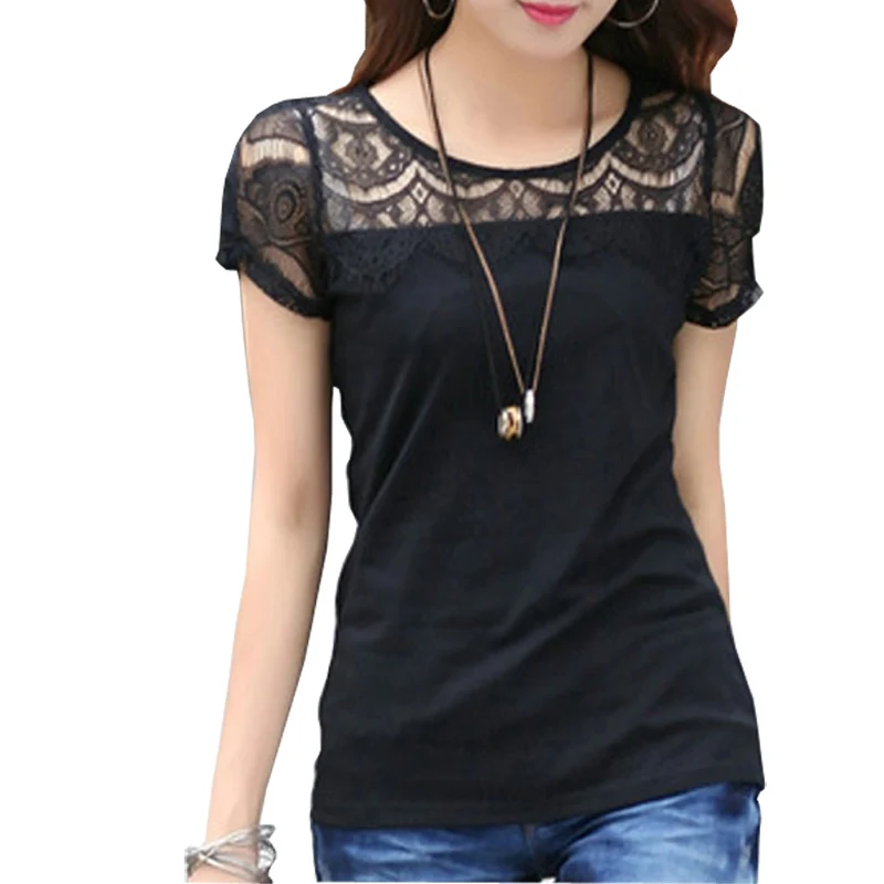 Buy New Summer Fashion Lady Black T Shirts Plus Size M