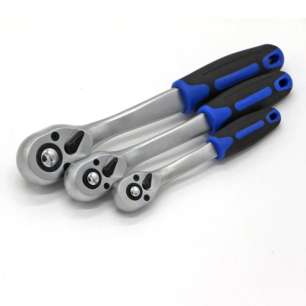 1/" 3/8" 1/" Трещоточный ключ быстросъемный одинарный хромированный стальной ключ пластиковая ручка Профессиональный инструмент для ремонта