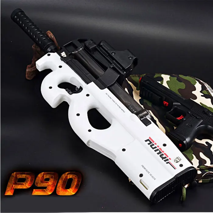 White Игрушечный пистолет P90, Штурмовое снайперское оружие, водяное пулевое оружие, Открытый Живой CS игровой электрический пистолет для пейнтбола, игрушки для детей - Цвет: White