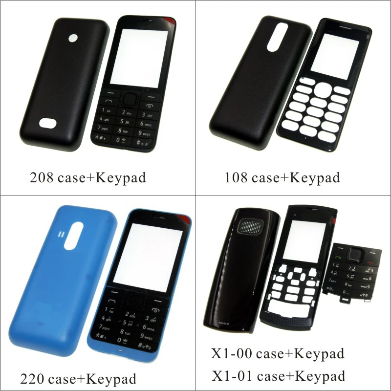 Для Nokia 208 108 220 X1-00 X1-01 Корпус Передняя Лицевая панель рамка чехол+ задняя крышка/крышка батарейного отсека+ клавиатура