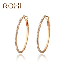 Большие серьги-кольца ROXI Aros, серьги с кристаллами для женщин, сережки из розового золота, модные ювелирные изделия