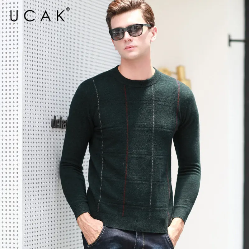 UCAK Brand Merino Woolen Sweater Men 2019 New Arrival Autumn Winter Cashmere Pullover Men O-Neck Pull Homme Plaid Sweaters U3034 UCAK Brand Merino Woolen Sweater Men 2019 New Arrival Autumn Winter Cashmere Pullover Men O-Neck Pull Homme Plaid Sweaters U3034