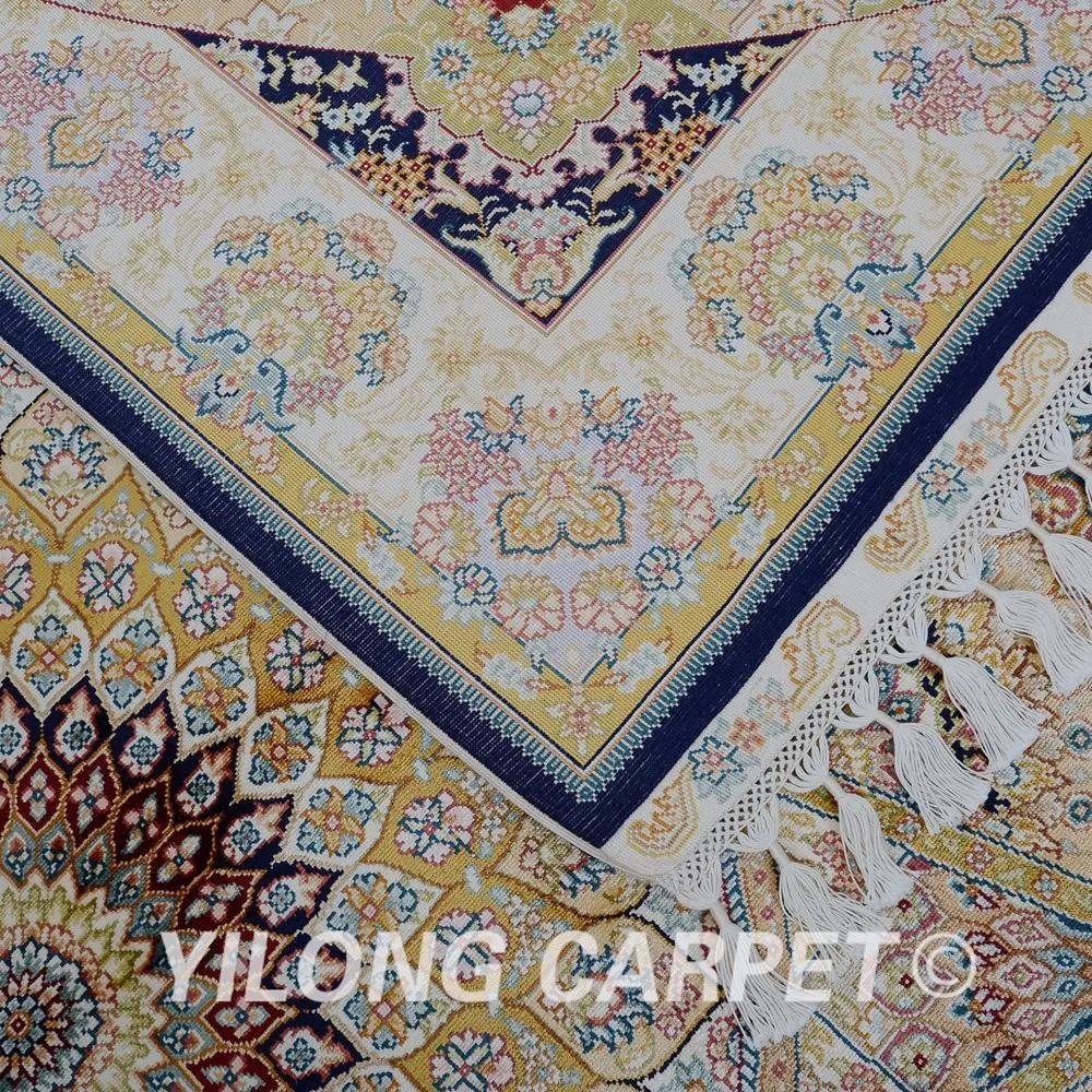 Yilong 5,6 'x8. 2' Античная hand made Персидского тебризские ковры 100% бежевый синий шелк Коврики для продажи (1855)