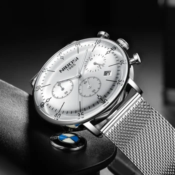 

NIBOSI Relogio Masculino Fashion Mens Watches Top Brand Luxury Wrist Watch Quartz Clock Blue Watch Men Waterproof Chronograph