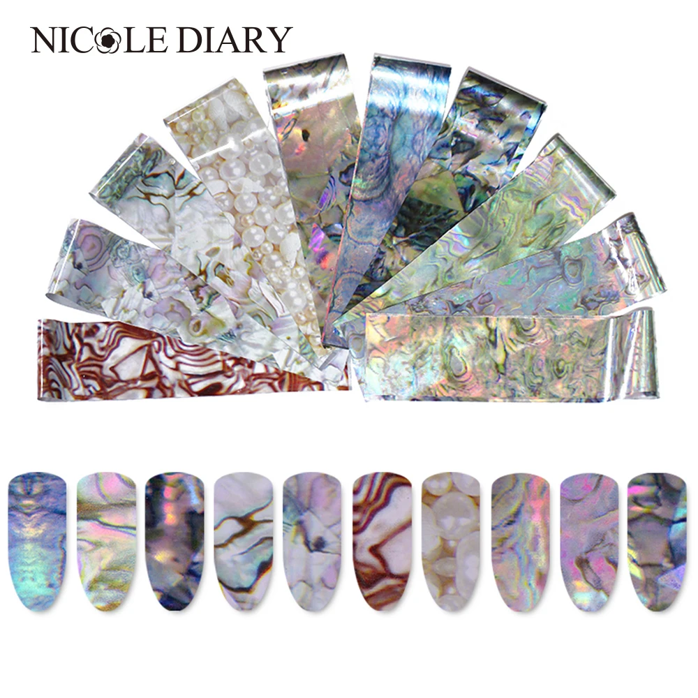 

Holographic Starry Sky Nail Foil Seashell Pearl Gloss Manicure Nail Art Transfer Sticker 1 Box