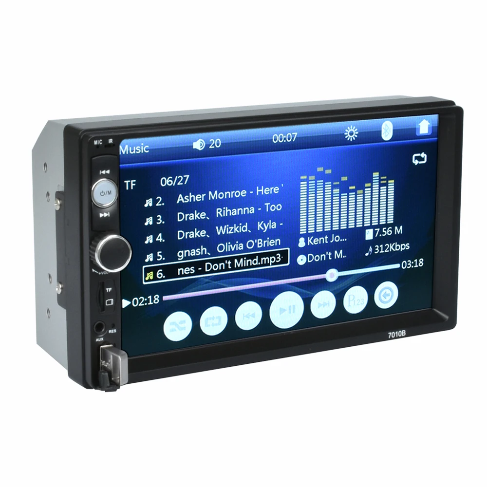 2 Din 7010B автомобиля MP5 плеер 7 дюймов HD в тире Bluetooth Сенсорный экран автомобильный аудио FM AM MP3 MP4 MP5 плеер