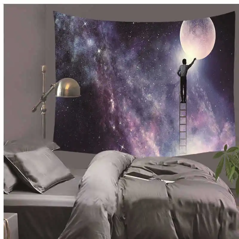 Ночной вид лунный свет космический узор гобелен настенный легкий вес полиэстер ткань Декор на стену для дома с принтом одеяло гобелен - Цвет: 1