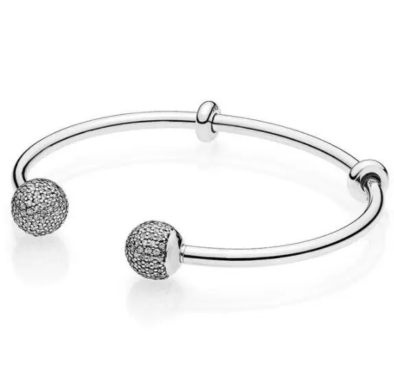

Top Quality Moments Open Pave Caps With Cubic Zirconia Pandora Bangle Bracelet Fit Bead Charm 925 Sterling Silver Jewelry