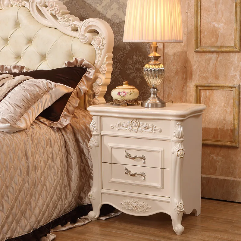 

French Royal Bedroom Furniture Set Nightstand Bedsides Storage Cabinet