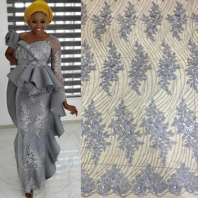 

2019 Latest Purple French Nigerian Lace Fabrics High Quality Tulle African Laces Fabric Wedding African French Tulle Lace M1932