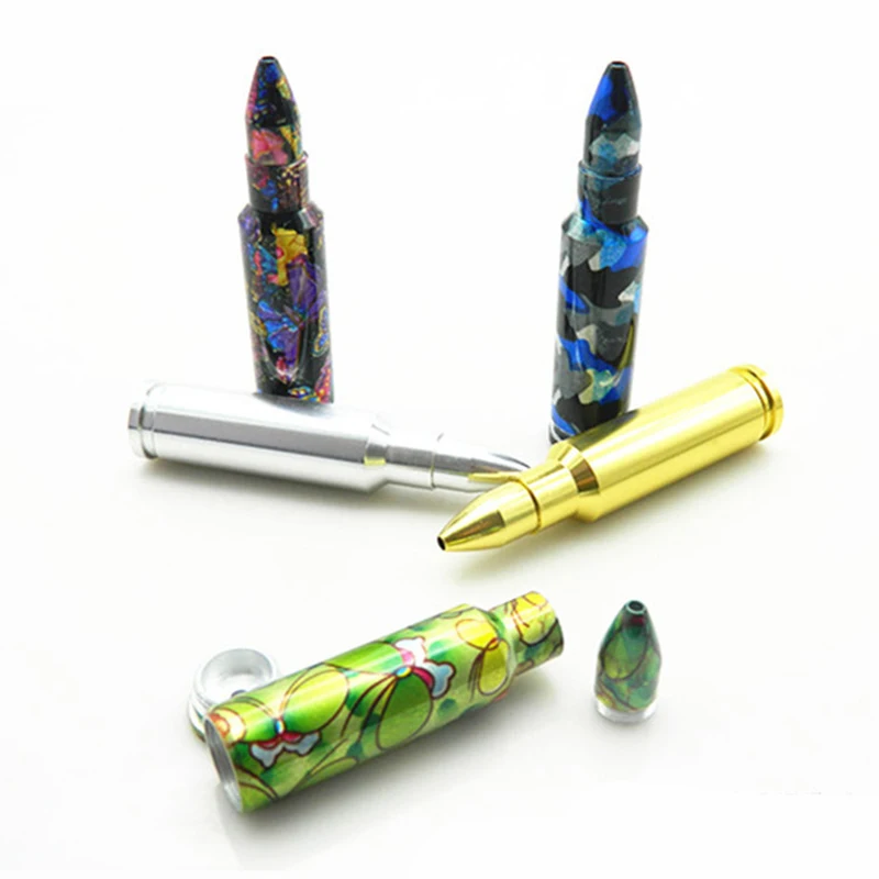 

1 Pcs Camouflage Bullet Smoke Metal Pipes Portable Creative Smoking Pipe Herb Tobacco Pipes Narguile Grinder Smoking Set