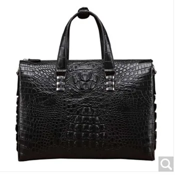 

baosidu crocodile leather men's business bag real leather men's handbag single shoulder-tilt laptop bag Black