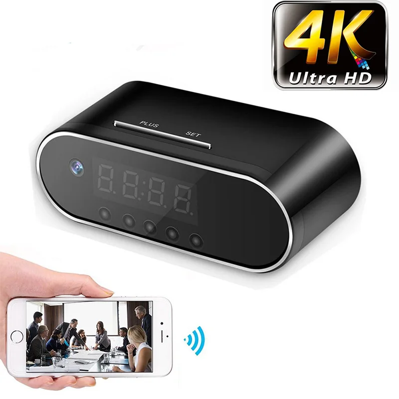 4 K/1080 P Дистанционное Обнаружение мини часы камера сигнализации P2P Livecam IR ночного