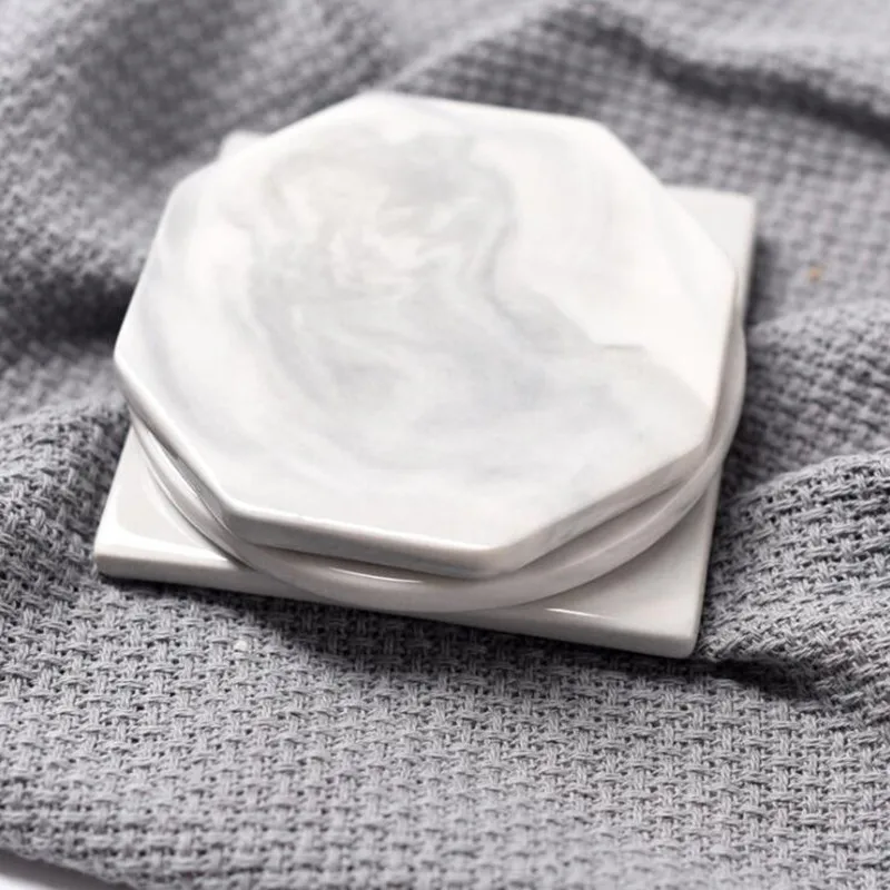  Marble Ceramic Coaster Cup Pad Mat Heat insulation Table Bowl Mat Coffee Tea Cup Drink Coasters Rou