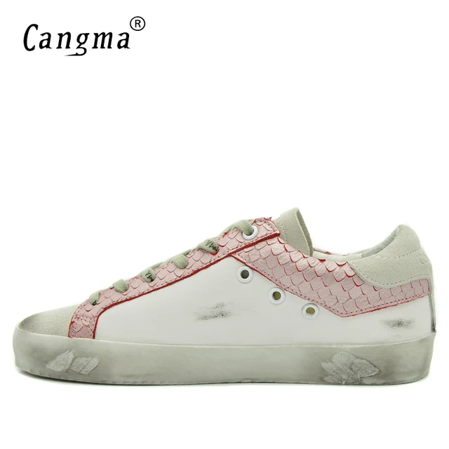 CANGMA Retro Mens Shoes High Quality Casual Shoes Men Sneakers Handmade Genuine Leather Suede White Youth Shoes Footwear Male