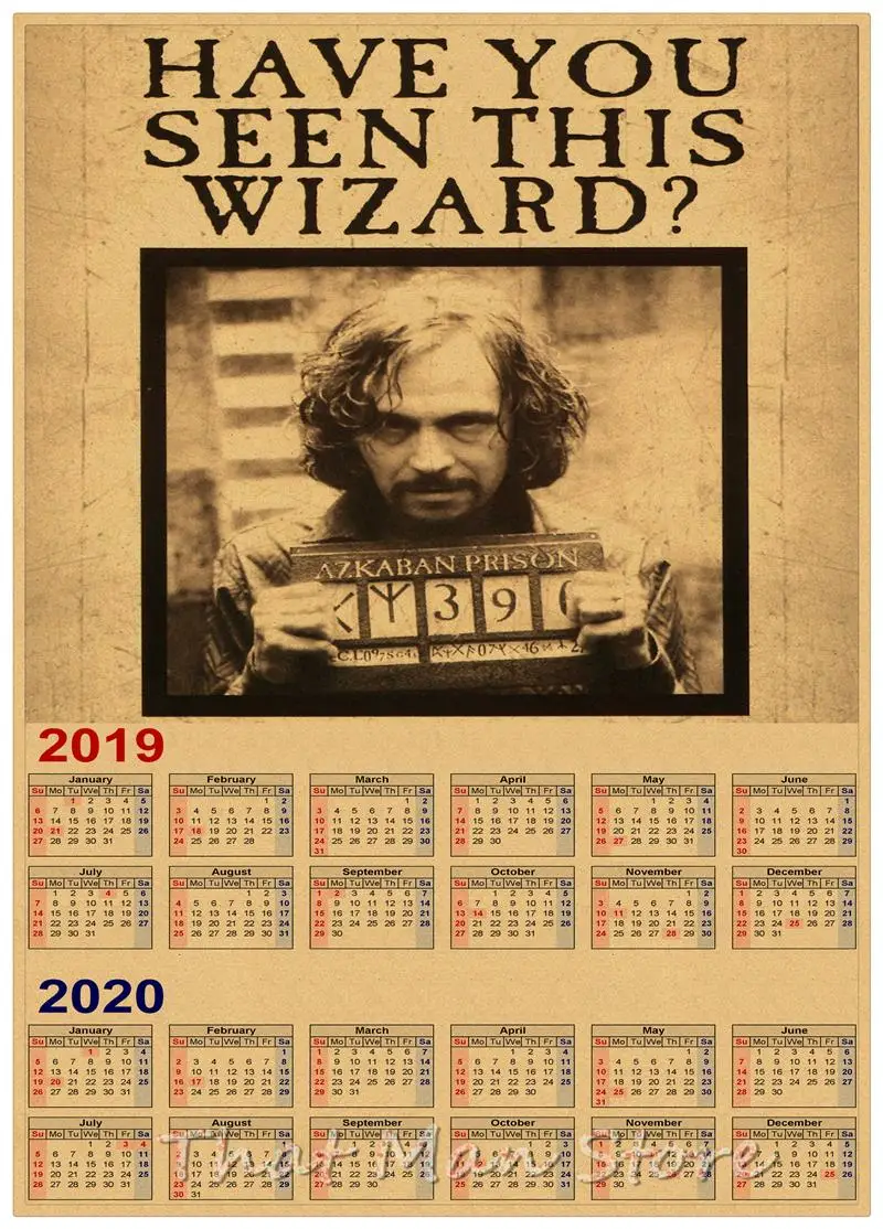 Новый Гарри Поттер логотип 2019 2020 календарь плакат Винтаж под старину Плакаты