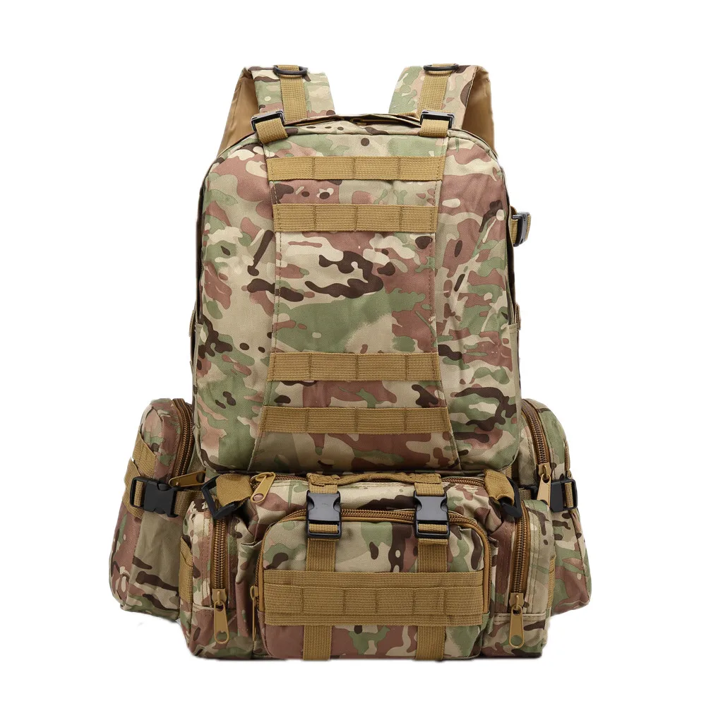 Outdoor 55L Molle Military Tactical Bag Camping Hiking Trekking Backpack Unisex Oxford cloth Trunk Solid Zipper Shoulder Bags