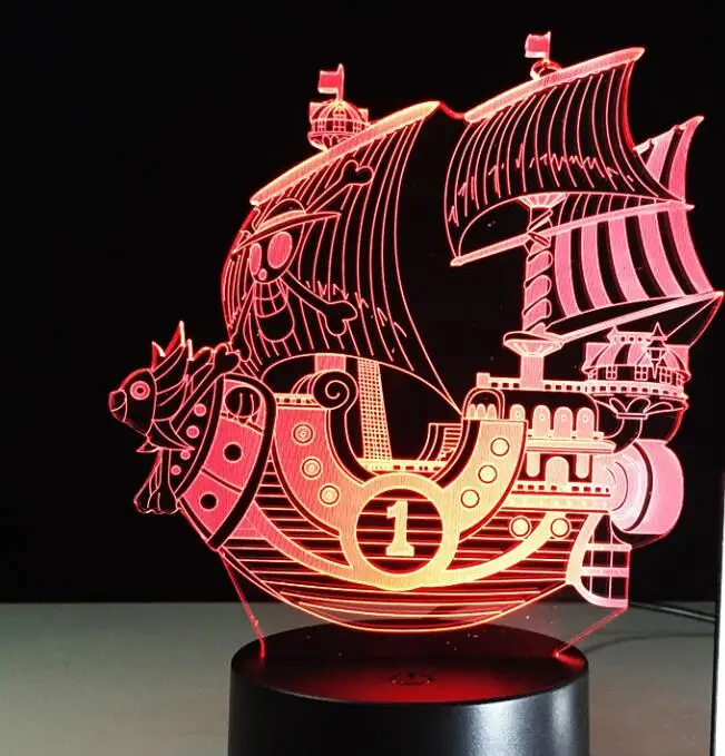 3D ретро старинный парусный морской корабль светодиодный светильник 7 цветов меняющий иллюзию ночной Светильник USB настольный Декор Светильник ing Прямая поставка - Испускаемый цвет: Priate Boat