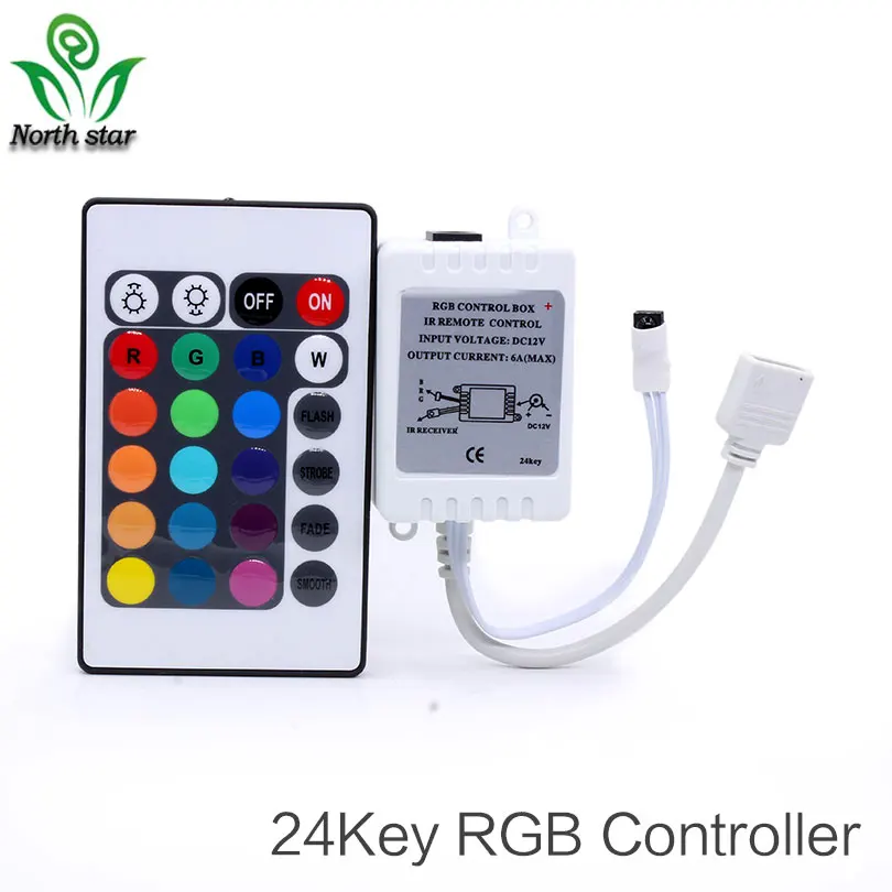 

24Keys LED RGB Controller DC12V IR Remote Controller for SMD 3528 5050 RGB LED Strip Lights