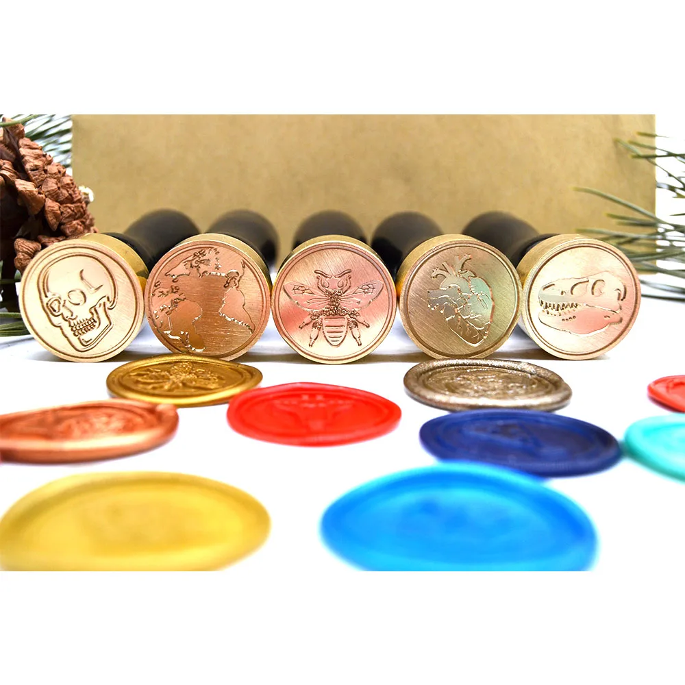 DIY Skull Bee Metal Sealing Wax Stamps Vintage Stamp Stickers Wood Handle for Wedding Party Invitaton Letter Decor | Канцтовары для
