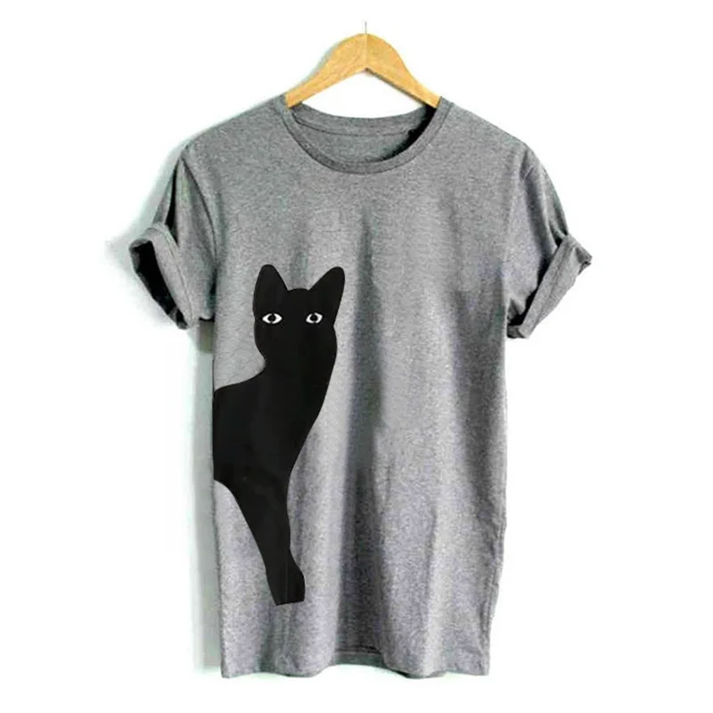 

Cat Looking Out Side Print Women Tshirt Cotton Casual Funny Summer t shirt Short For Lady Girl Top Tee Hipster Tumblr Drop Ship