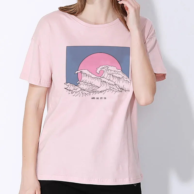 Женская летняя одежда футболка Ukiyo e Surf винтажная Эстетическая Kawaii Повседневная с