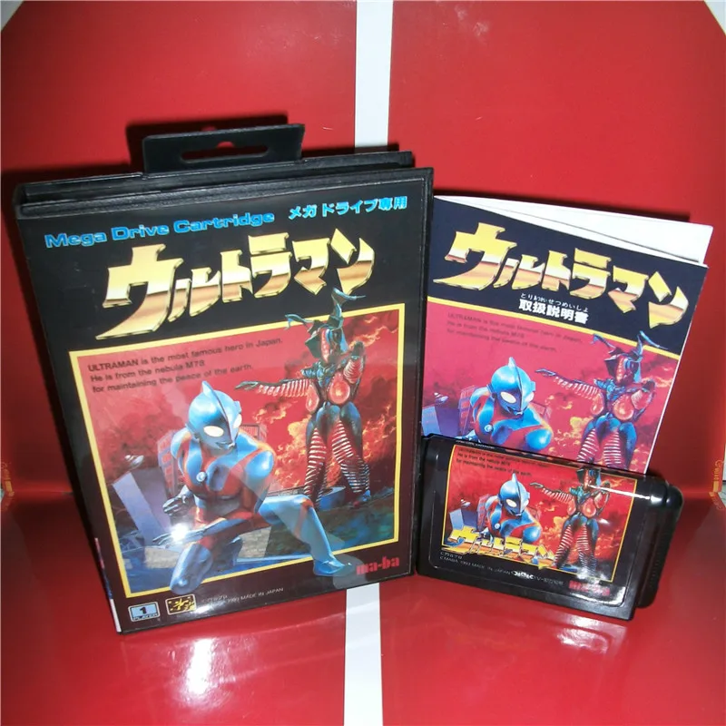 

Ultraman Japan Cover with box and manual For Sega Megadrive Genesis Video Game Console 16 bit MD card
