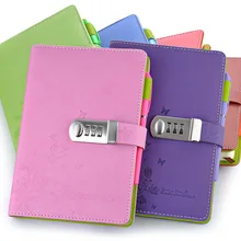 NEW Leather Notebook A5 Personal diary with lock code Personal Notepad stationery Products Supplies gift