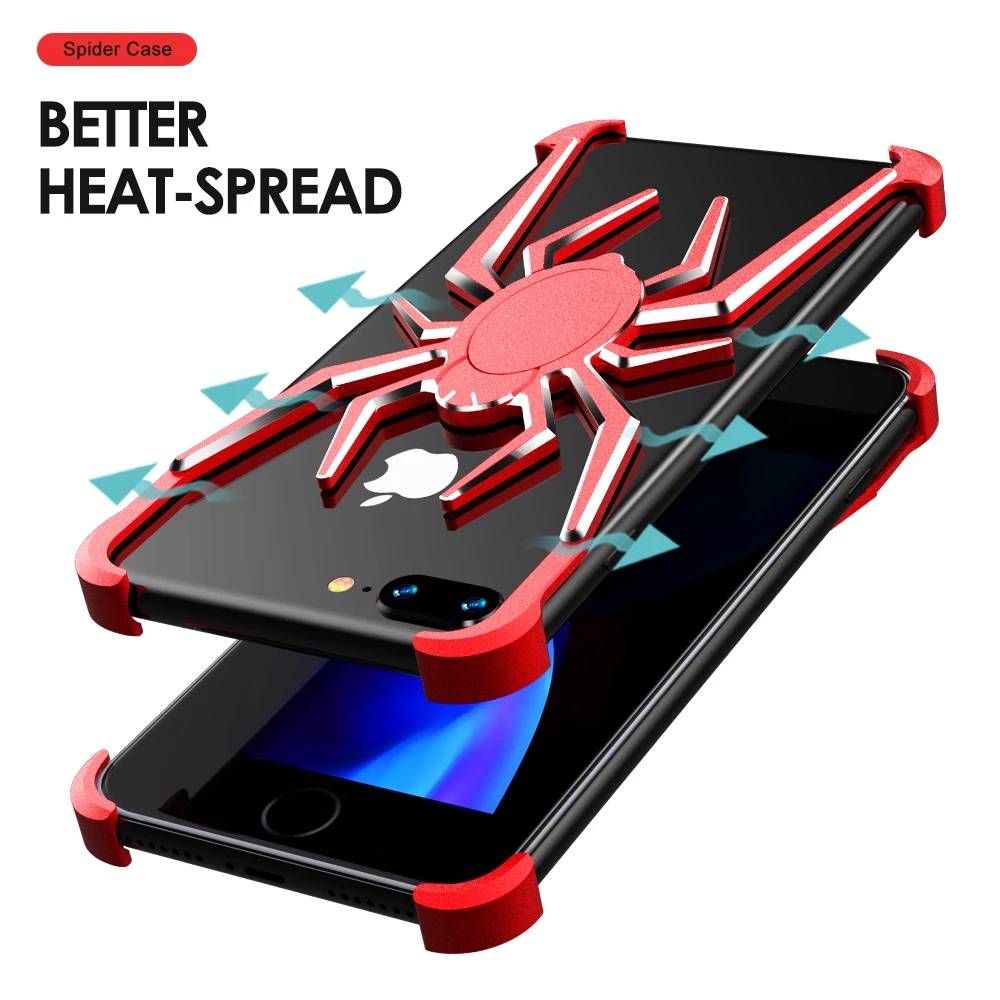 

Metal spider Phone Case For Iphone 8 plus 7plus Heavy Duty metal frame Armor Shell For iphine 8 7 spider-man Coque Shockproof