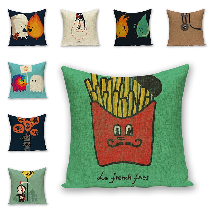 

Cute Cartoon Animation Cushion Cover Linen cotton Decorative Pillow cover Capa de Almofada Car Chair Couch Home Decor familyGift