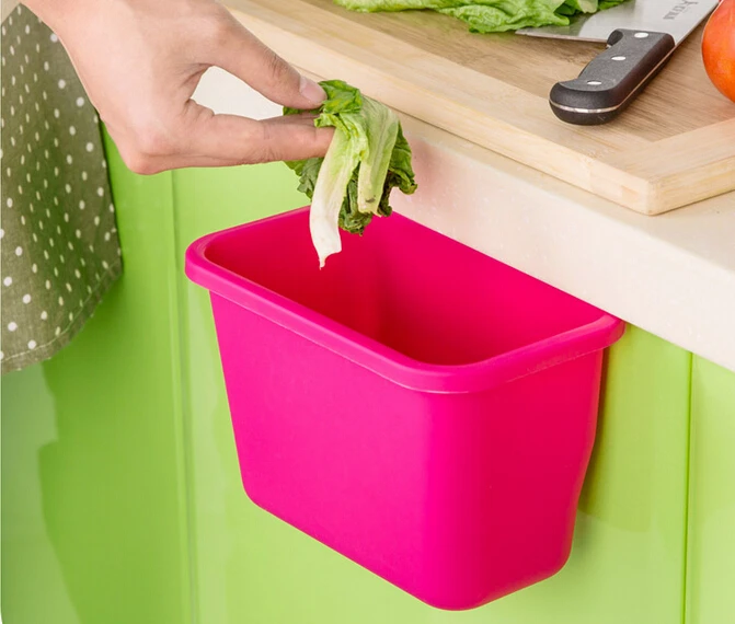 

1PC Hanging Multifunctional Household Kitchen Cupboard Waste Bin Desktop Storage Barrel Trash Can Storage Box Organizer OK 0176