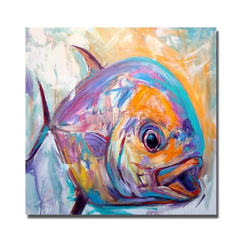 

Fish Wall Painting Modern Decoration Wall Art Bedroom Decor Pictures High Quality Abstract Animal Oil Painting 1Peices