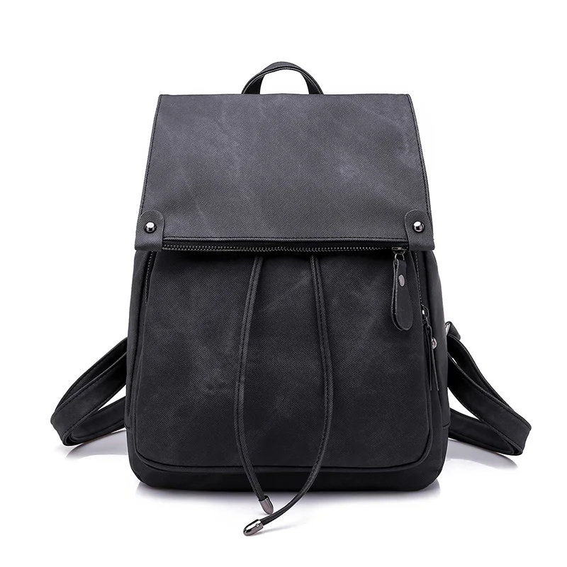 Женские кожаные рюкзаки высокого качества, женский рюкзак, дорожные сумки через плечо, Mochilas Feminina, школьные сумки для девочек - Цвет: Black