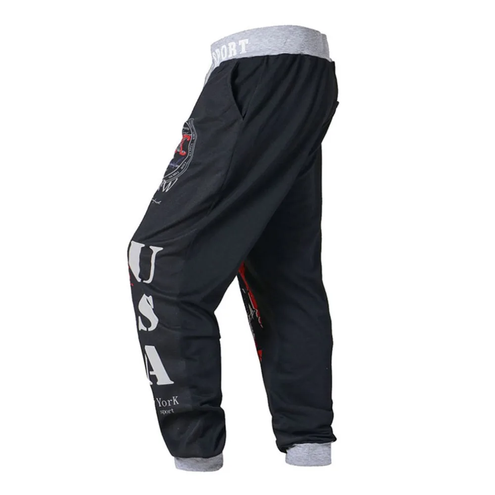 Männer Hip hop Lose Jogginghose Graffiti Jogger Hosen mit Flagge der Vereinigten Staaten & Statue von Liberty Print hosen