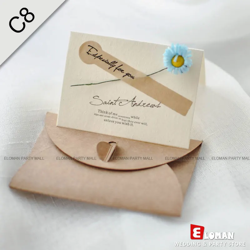 C8-BlueDaisy-25pcs flower baby shower invitations