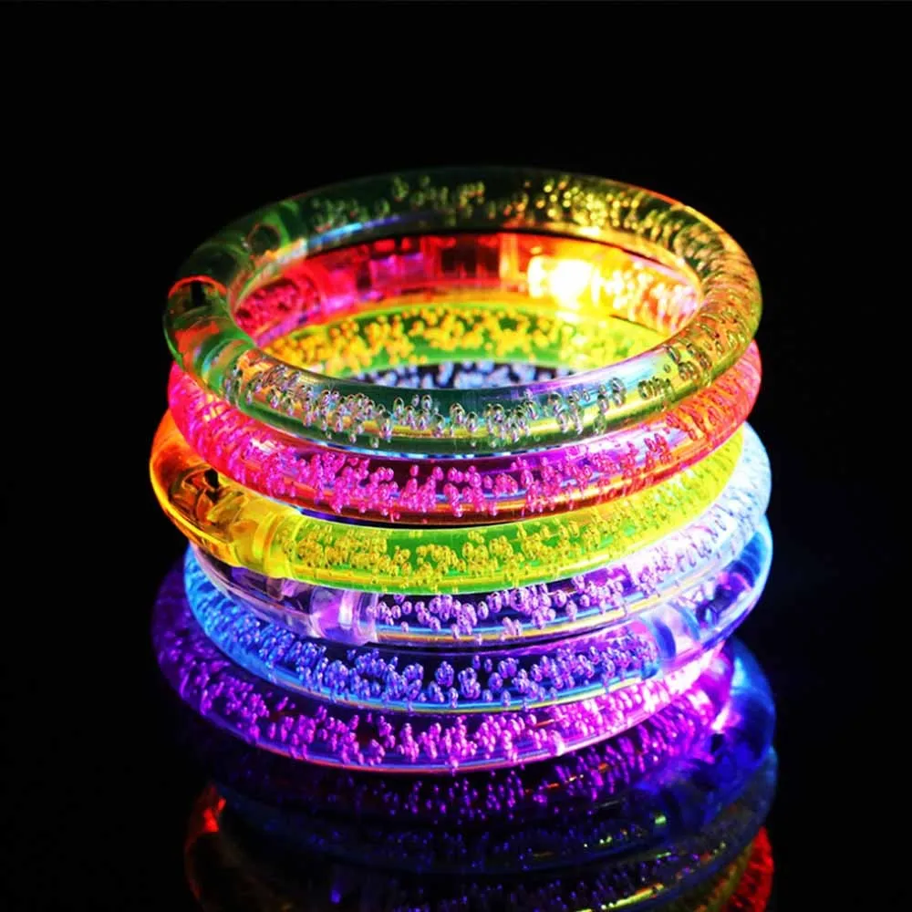 5PCS Acrylic Flash LED Light Light up Bracelet Emitting Electronic Bracelet Luminous Glowing Bracelet Toys For Christmas