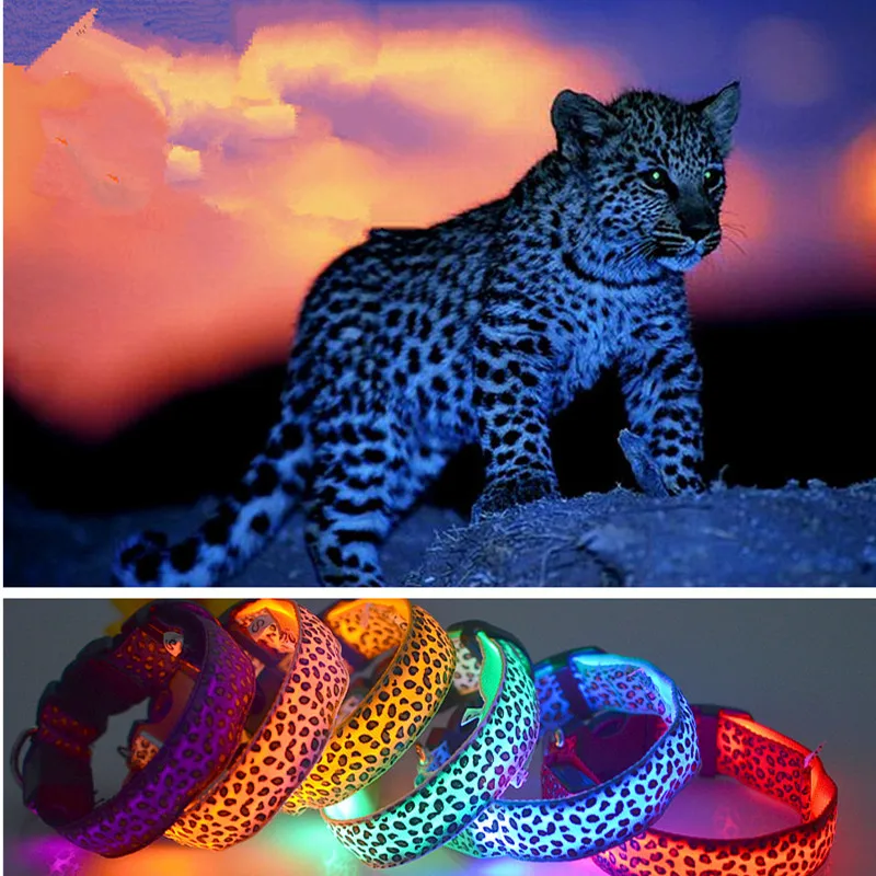 Собачий воротник вел свет Leopard Стиль светящийся узор электронный ошейник Пряжка