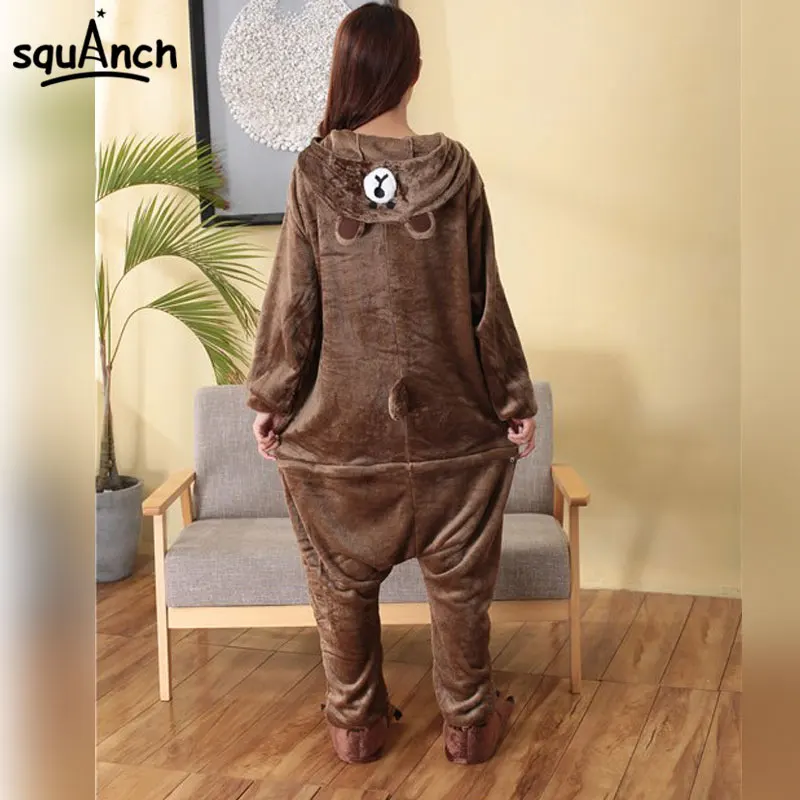 Adult Bear Onesie Pajama Overalls | Animal Kigurumi | Loose Style Winter Sleepwear for Carnival Parties image 3