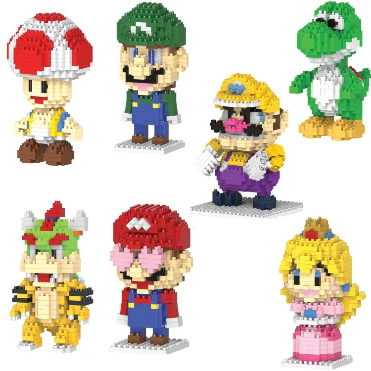 

Super Bros Cartoon Figure Model Building Blocks DIY Assemblage Mini Bricks For Kids Educational Toys Gift
