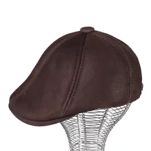 Мужские береты, шапки из натуральной кожи, фирменная Новинка, шапка из натуральной кожи, один мех с овечьим натуральным мехом внутри