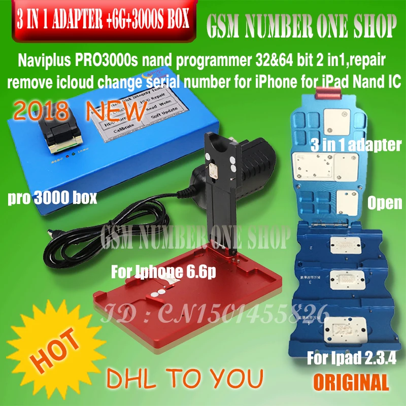 

DHL TO IP NAVI PLUS pro 3000S for ipad 2 3 4 (or 3 in 1 adapter) without change NAND by NAVI PLUS Pro3000s bypass iCloud