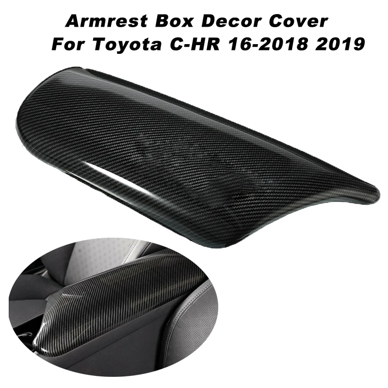 1pcs Carbon Fiber Inner Armrest Box Cover Trim fit for Toyota C-HR CHR 2016-2019