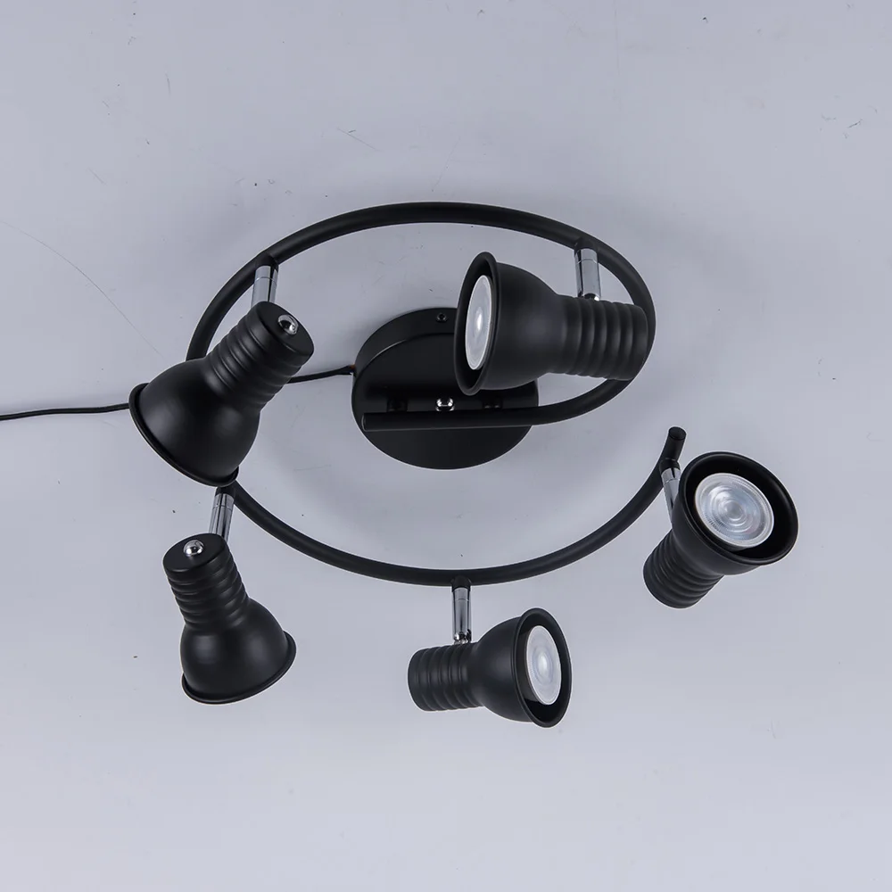 

Black iron 5 heads GU10 adjustable Led Chandelier light Ceiling mounted LED Chandelier Lighting for bedroom dining living room