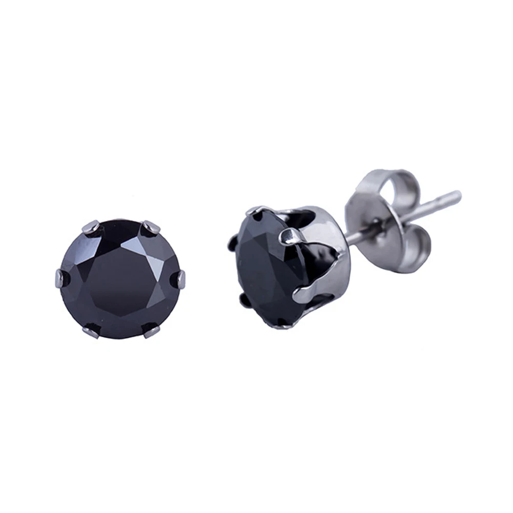 1 Pair Fashion Titanium Steel Earrings Geometric Zircon Ear Studs Jewelry Accessories For Women Black | Украшения и аксессуары